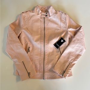 SOLD Guess pink leather moto jacket